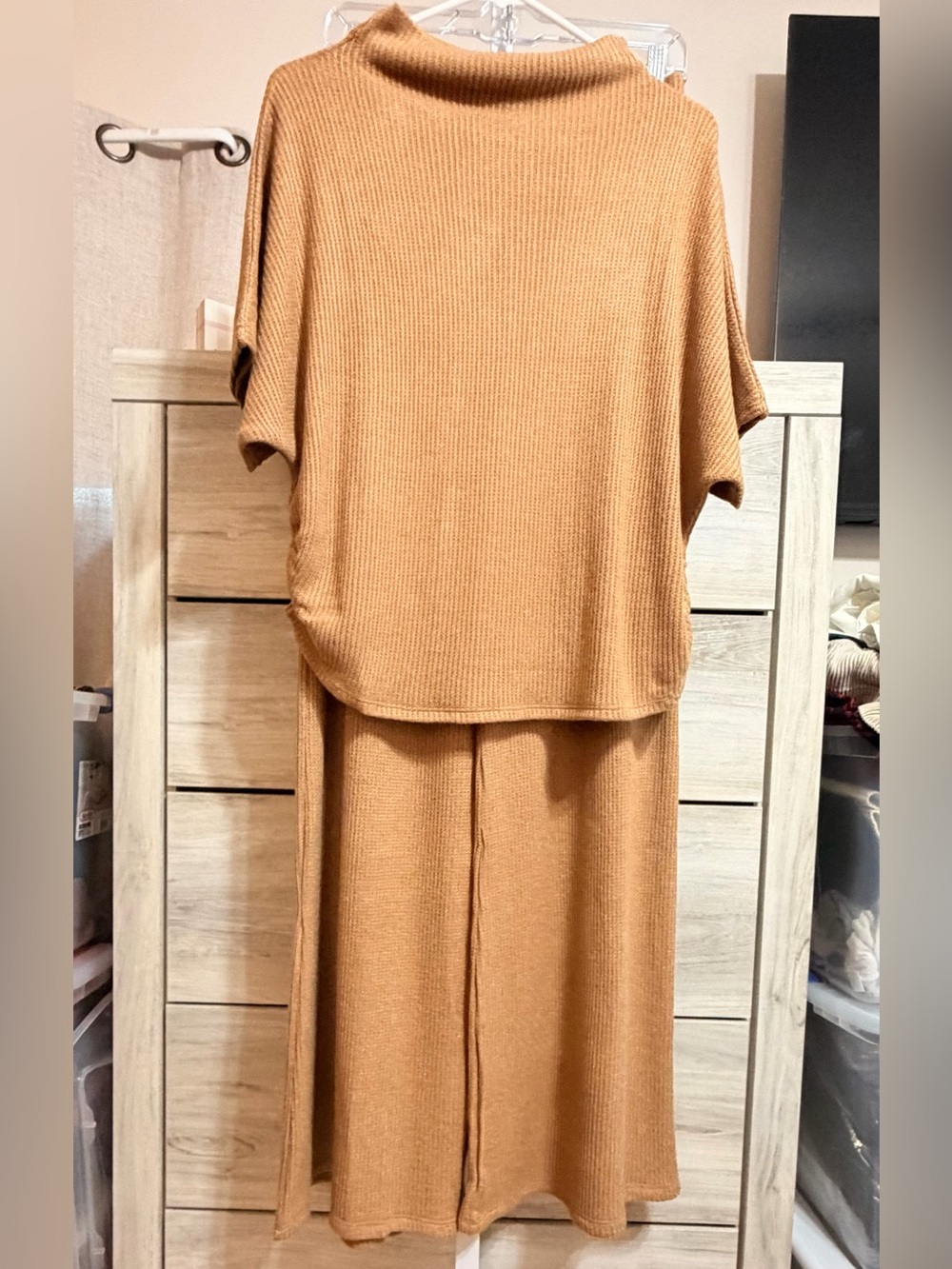 Women's Zenana Knit Wide-Leg Pants & Top Set - Camel